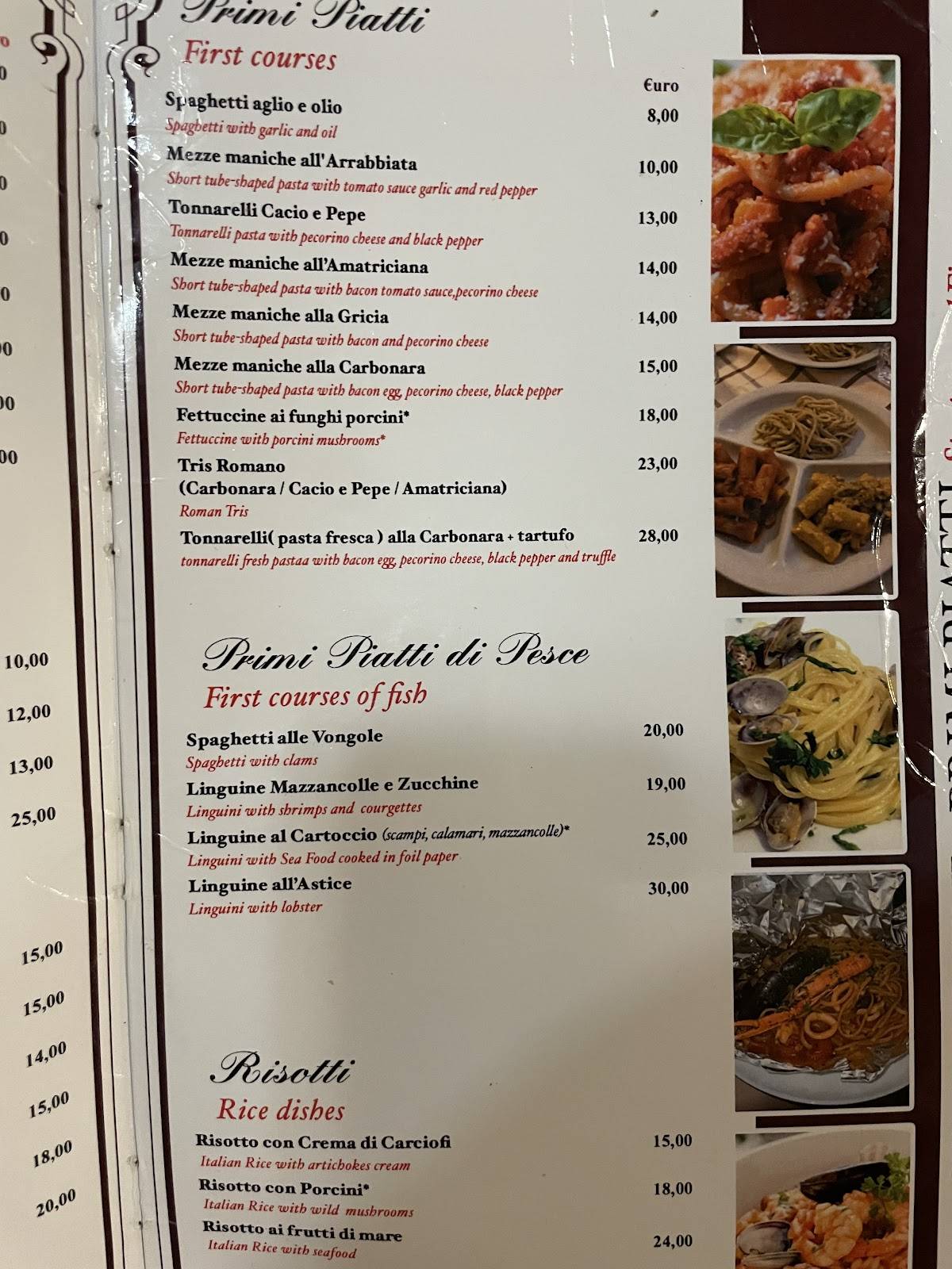 Menu di Ristorante Pizzeria La Sagrestia 