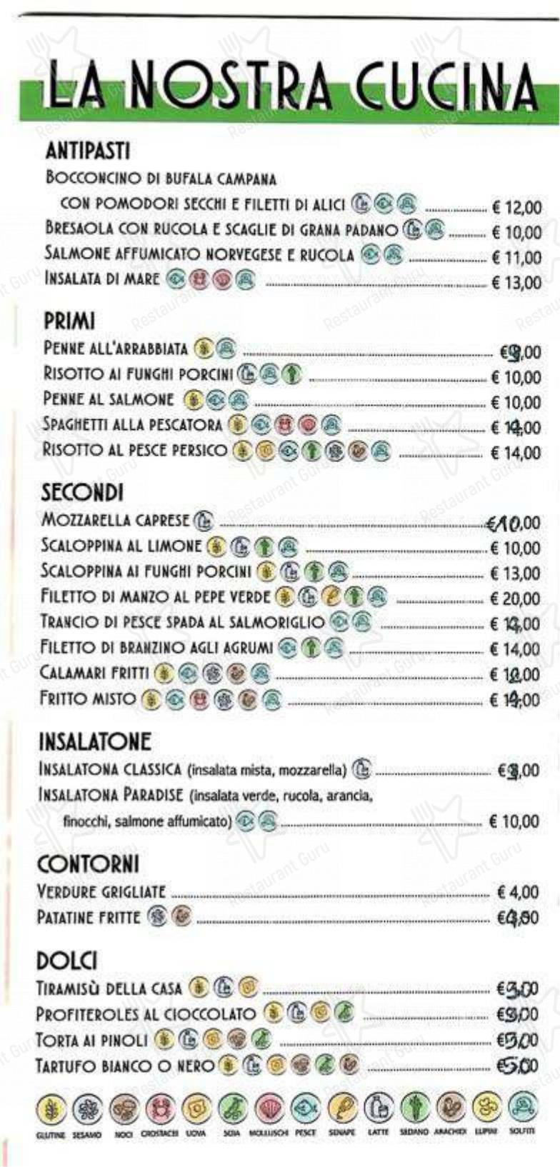 菜单 per Ristorante Pizzeria Paradise Como - Alle Caverne in Como