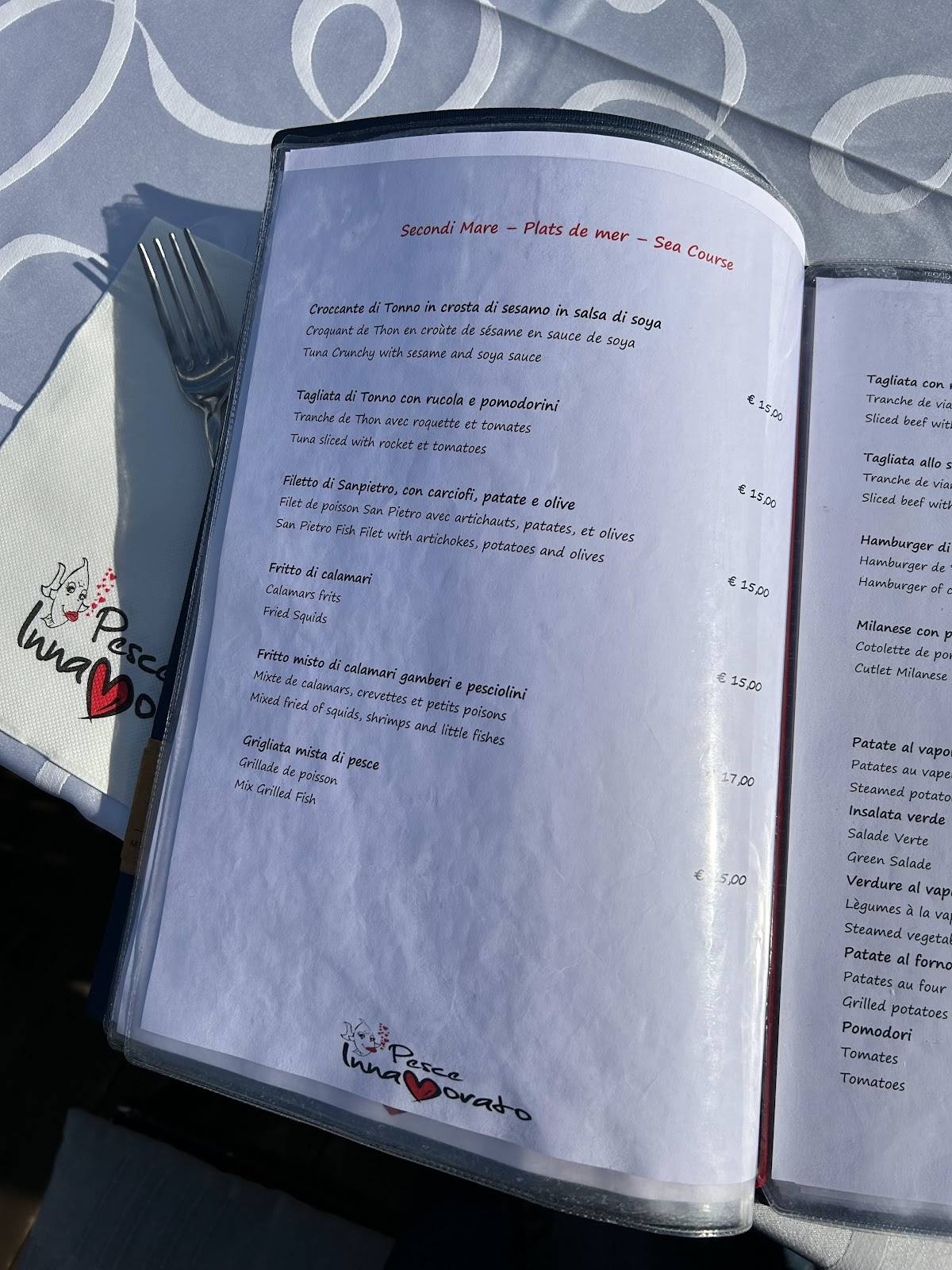 Menu di Ristorante Pizzeria Pesce Innamorato 
