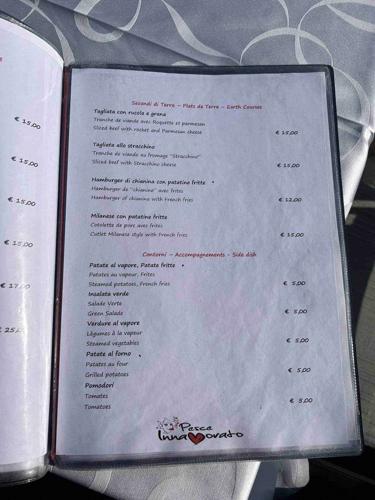 Menu di Ristorante Pizzeria Pesce Innamorato 