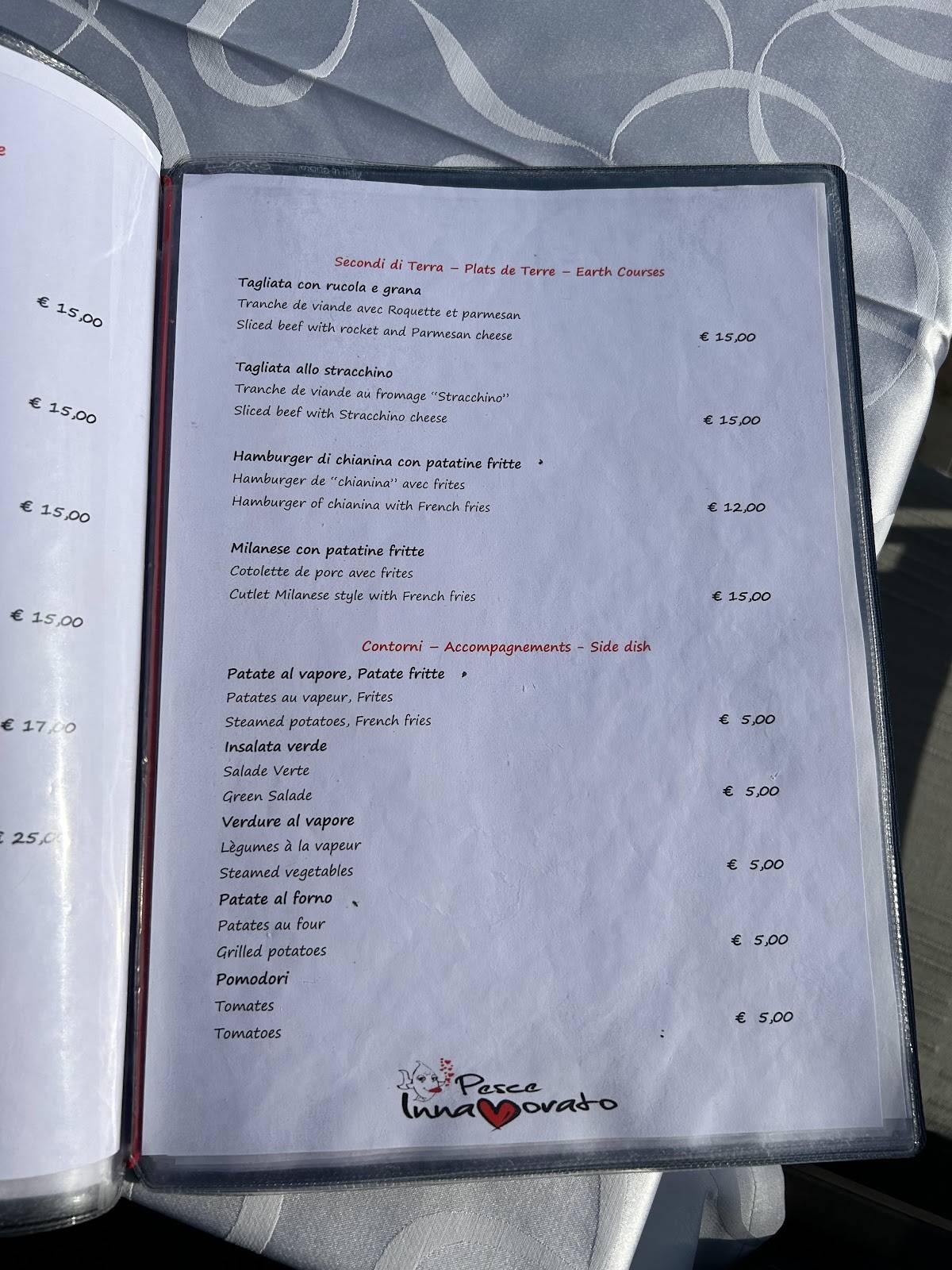 Menu di Ristorante Pizzeria Pesce Innamorato 