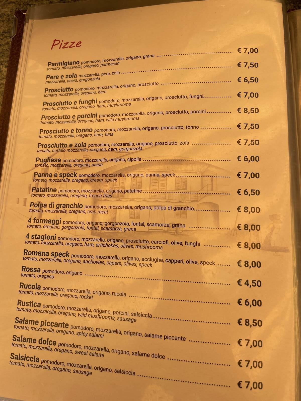 Menu di Ristorante Pizzeria Sempione 