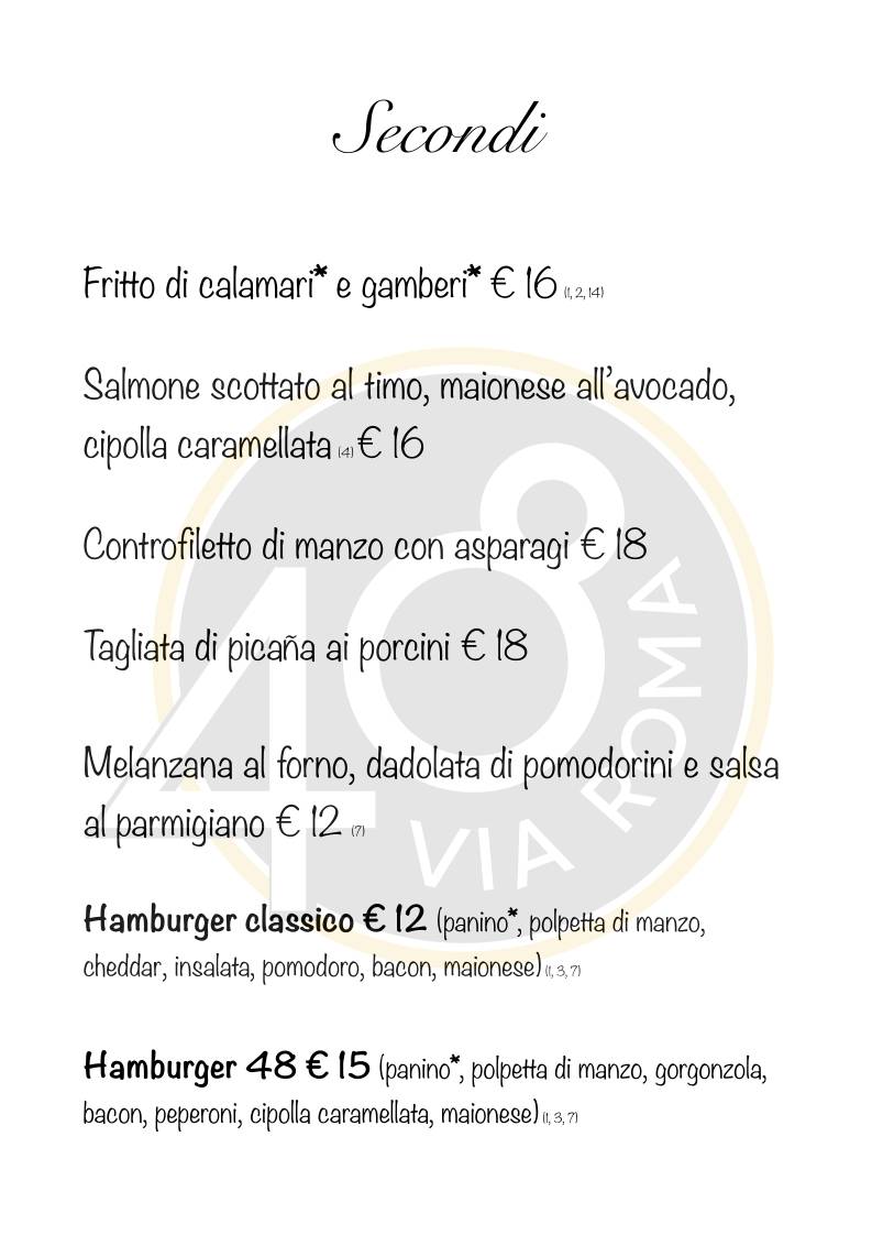 Menu di Ristorante Pizzeria Via Roma 48 