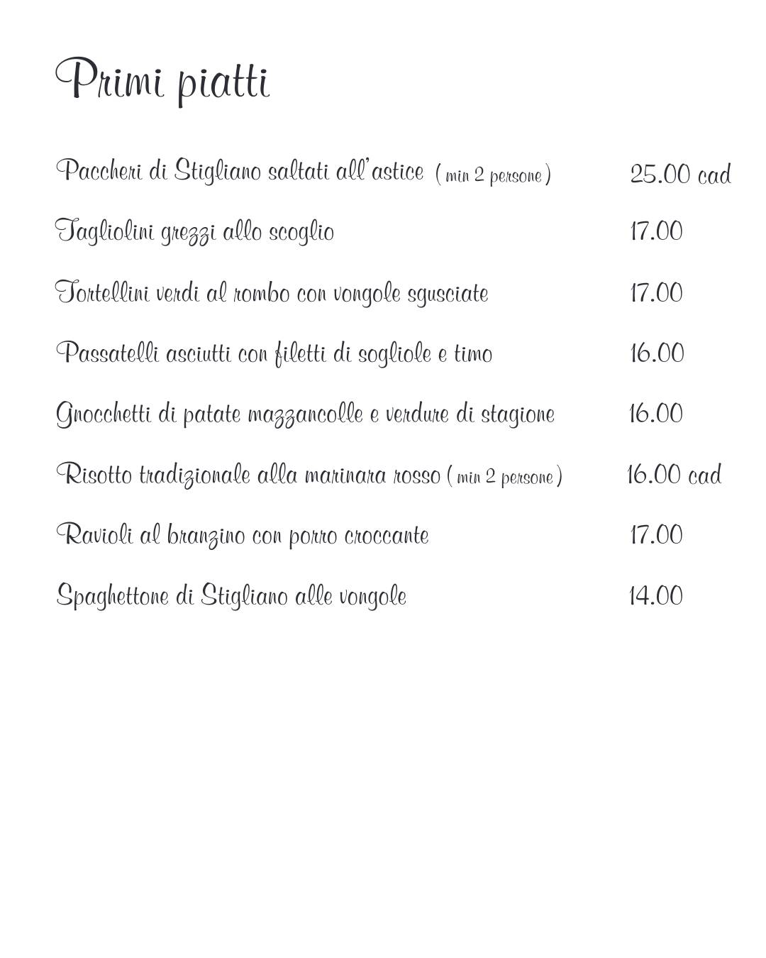 Menu di Ristorante Prua 
