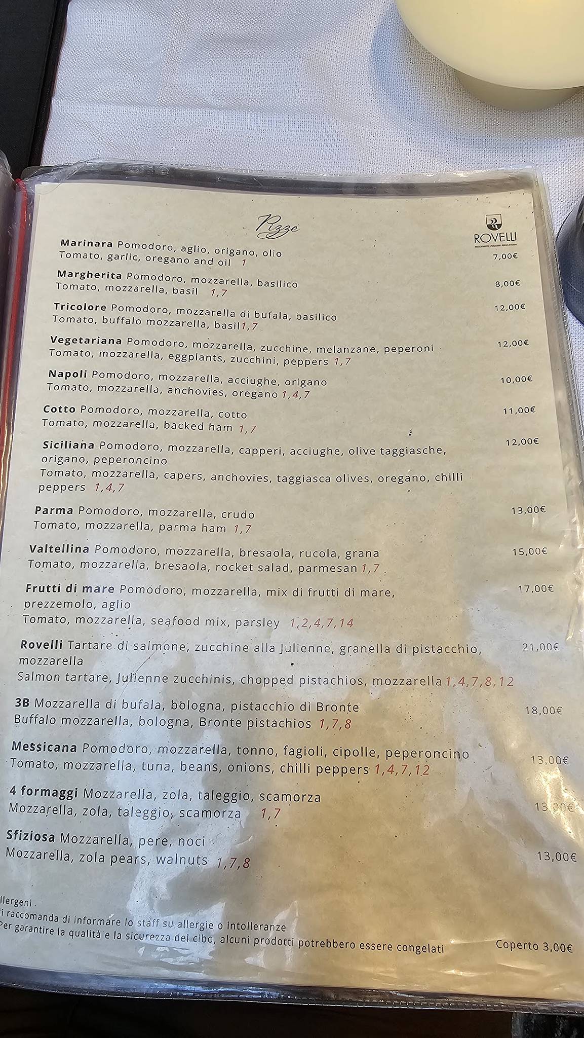 Menu di Ristorante Rovelli 