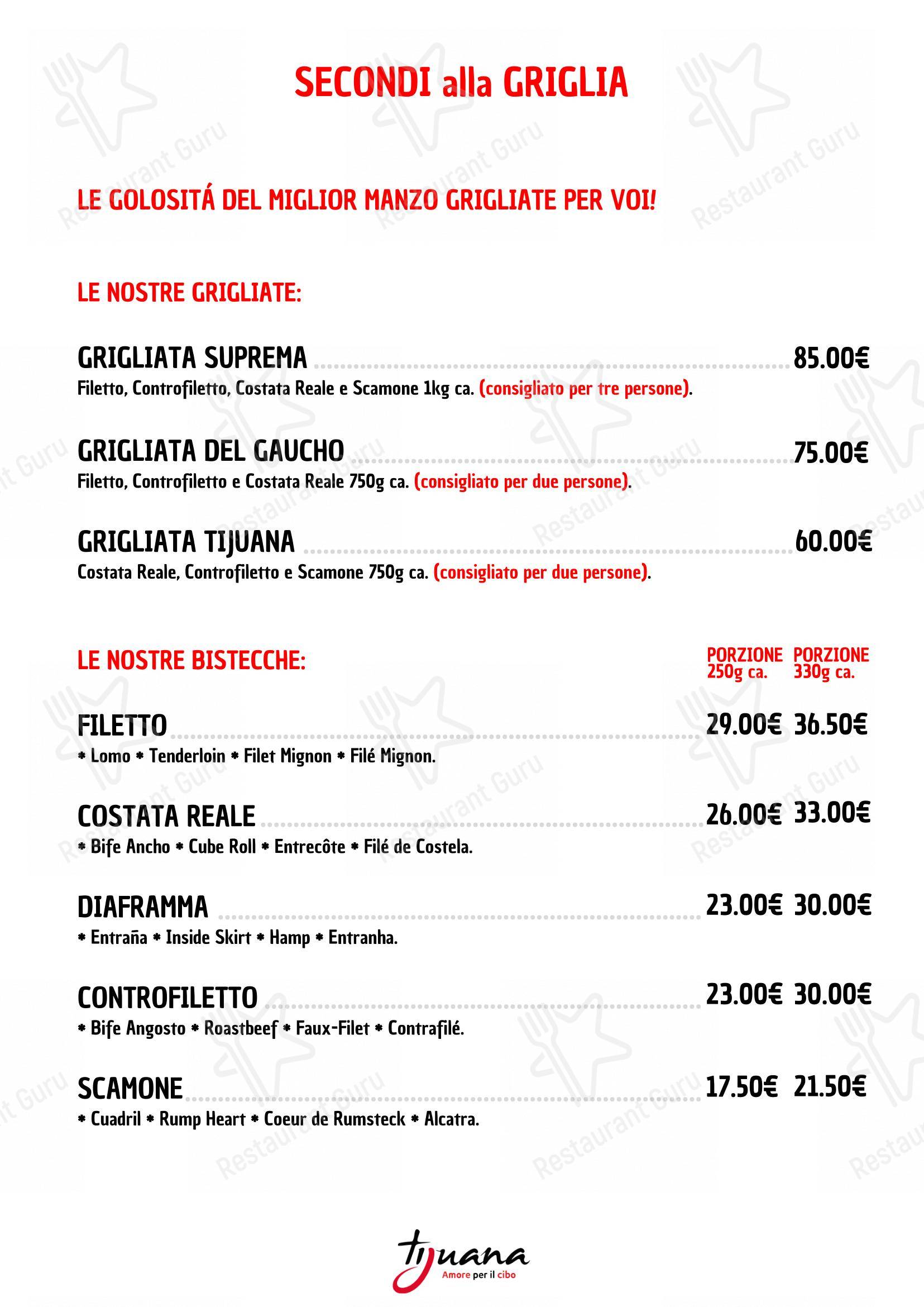 Ristorante Tijuana Spirano in Spirano - Menu