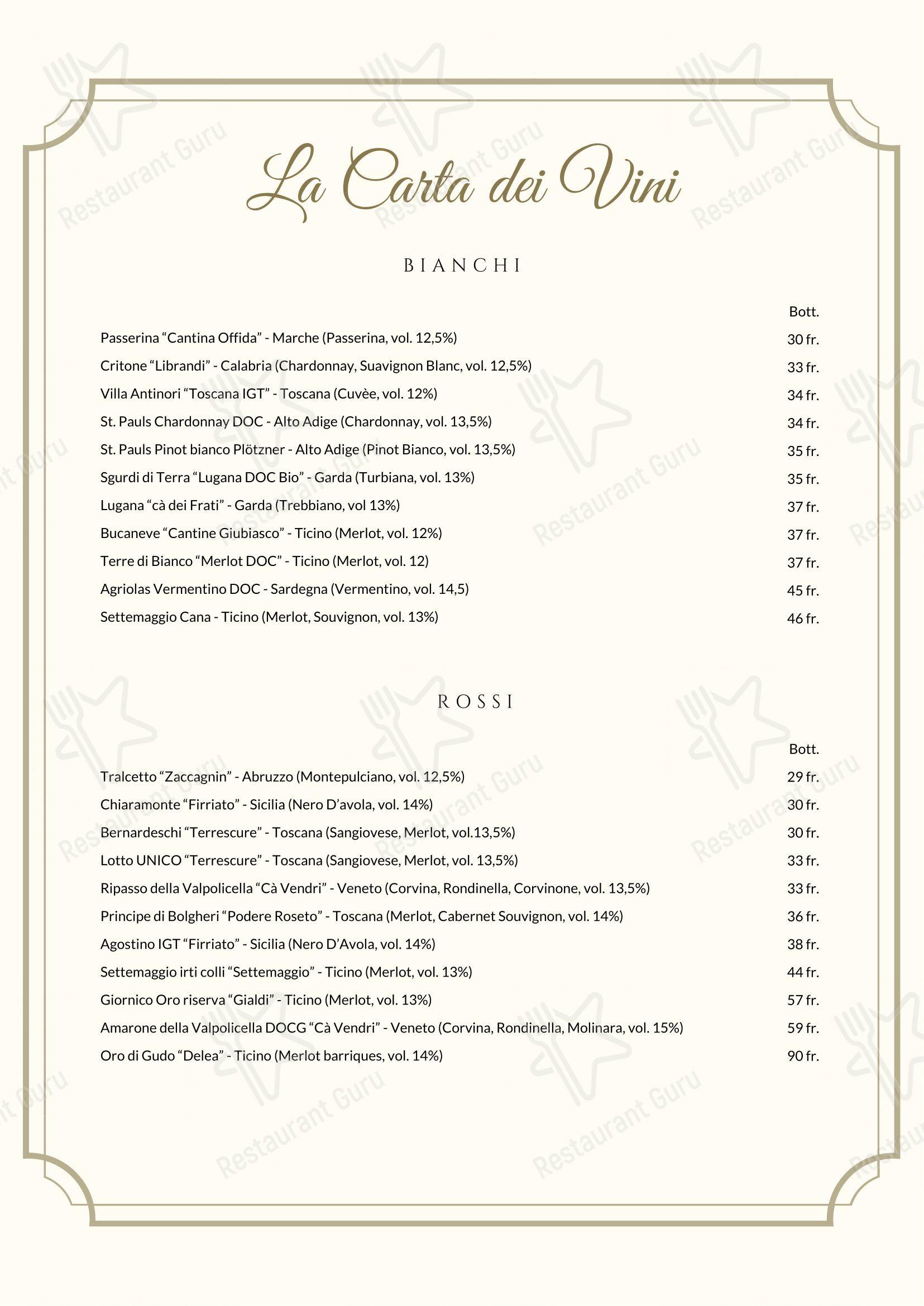 La Terrazza Bellinzona, Ristorante & Pizzeria - Snack Bar in Bellinzona - Основное меню