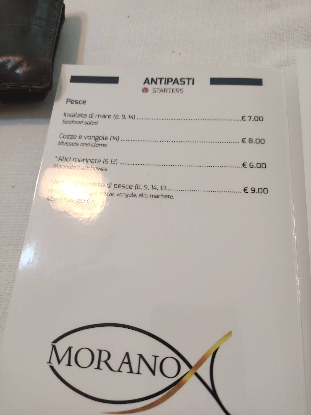 Menu di Ristorante Trattoria Da Morano 