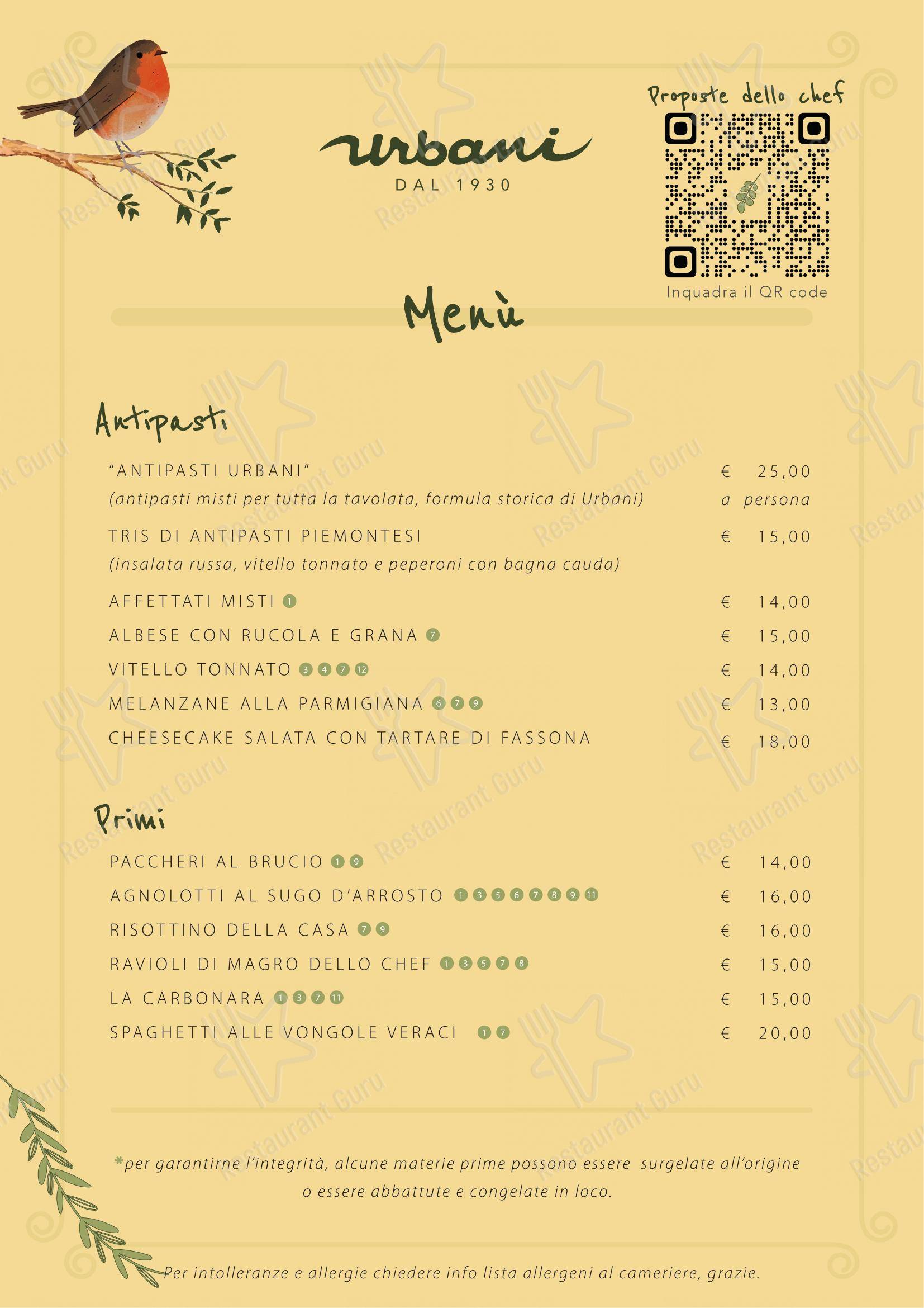 Urbani in Torino - Menu bar