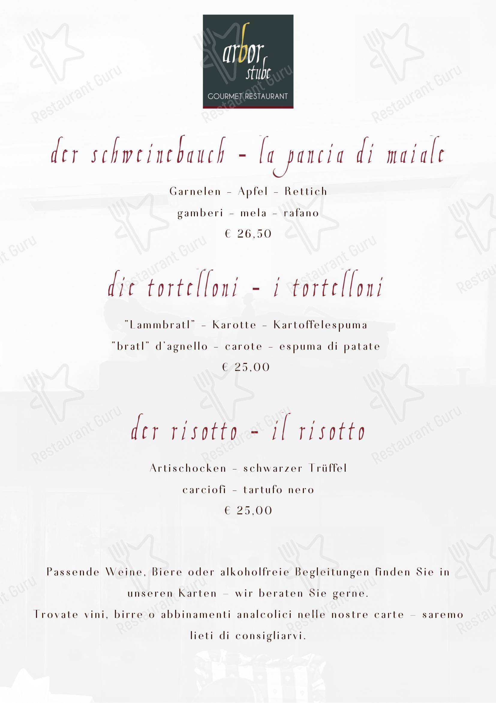 Menu bar per Ristorante Arbor Restaurant ristorante