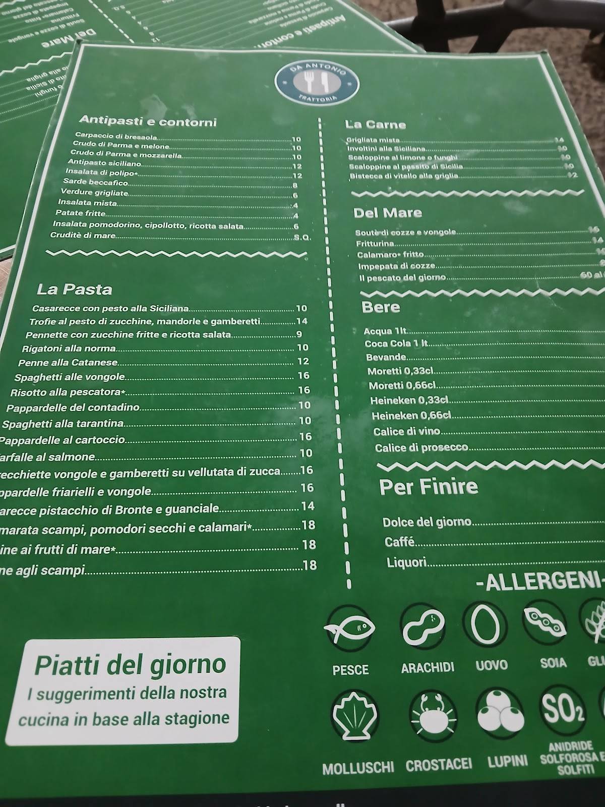 Menu di Ristorante da Antonio 