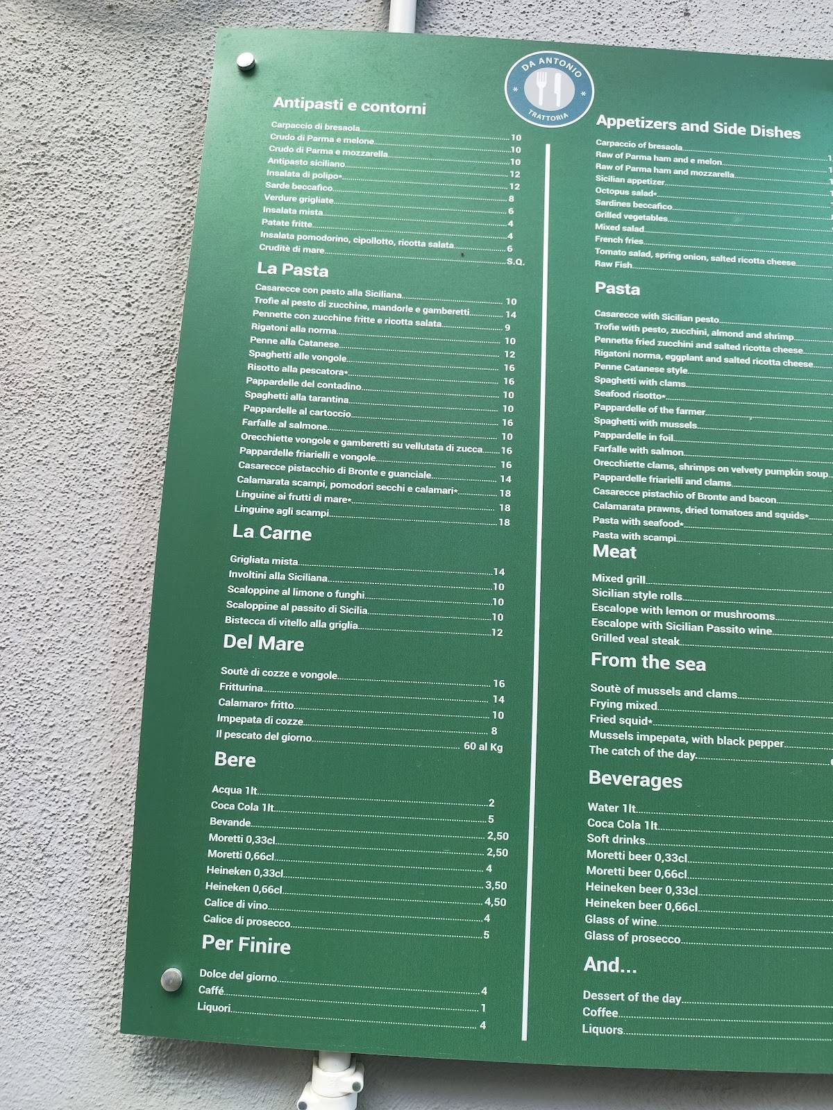 Menu di Ristorante da Antonio 