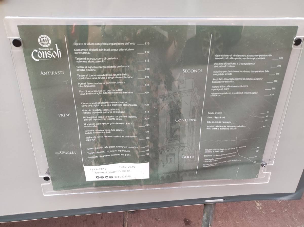Menu di Ristorante dei Consoli 