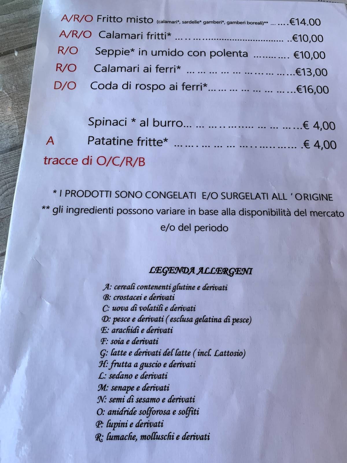 Menu di Ristorante da Franco 