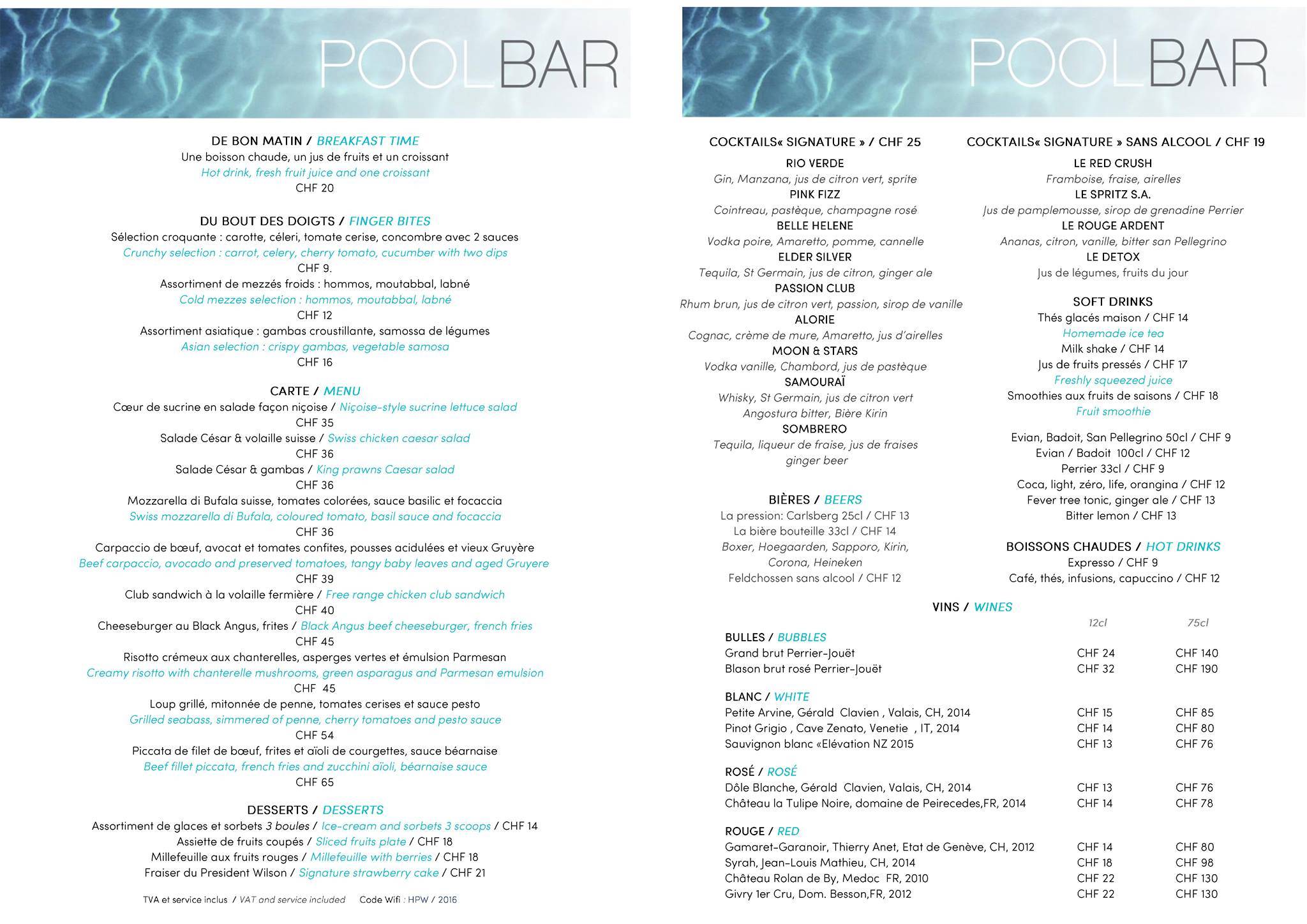 Menu di Pool Bar 