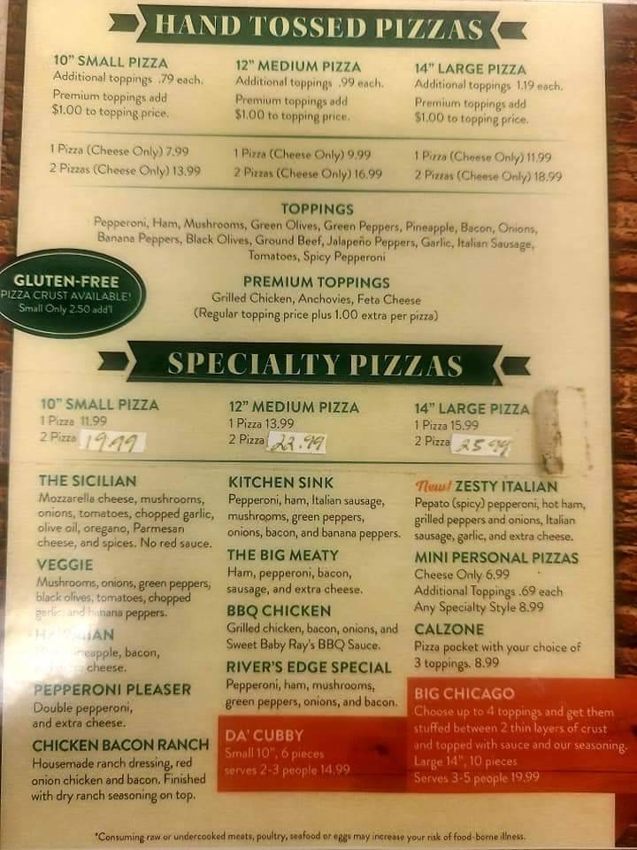 Menu at River's Edge Pizza Pub & Grill, Dundee