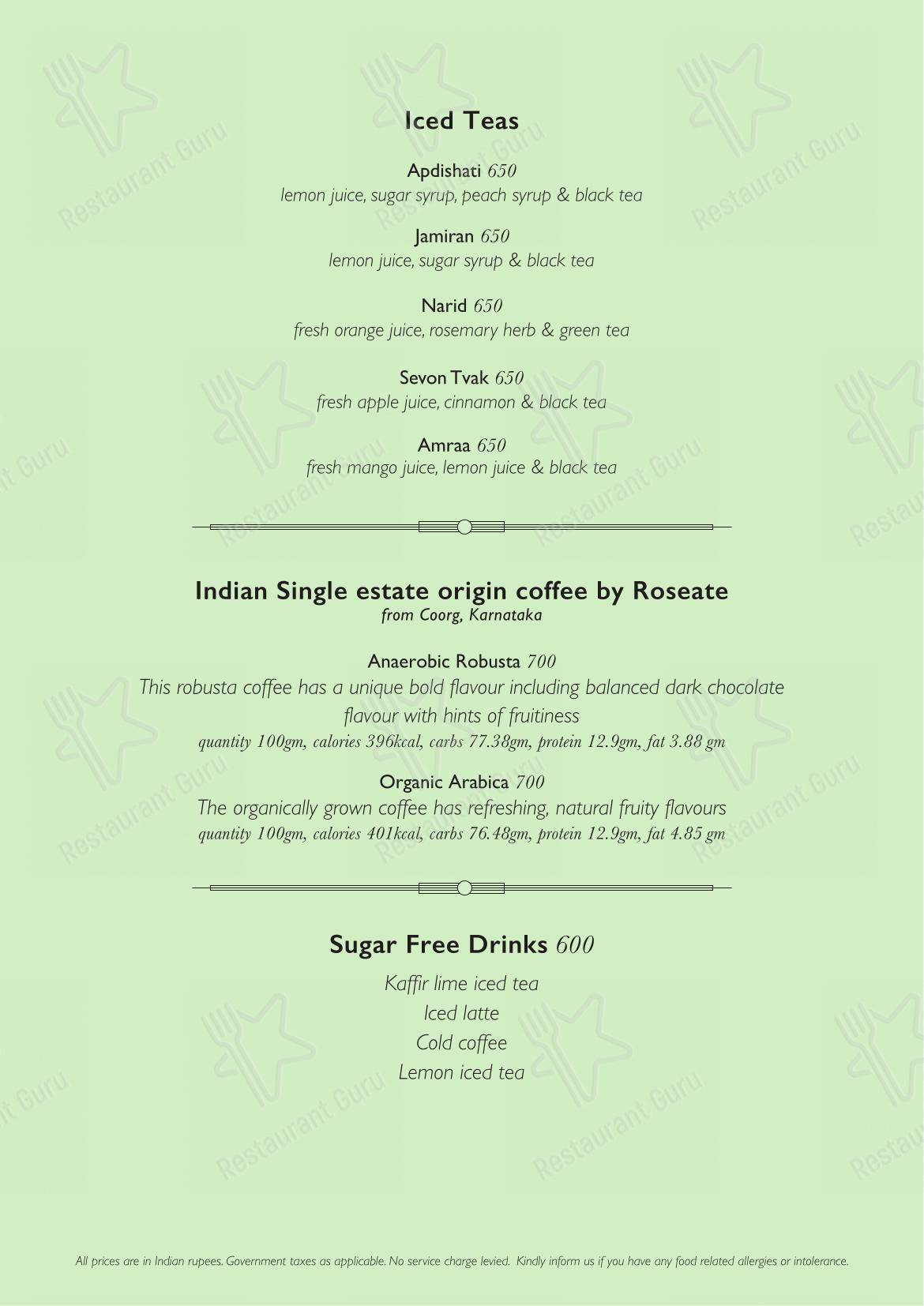 Roasted by Roseate in New Delhi - Menu