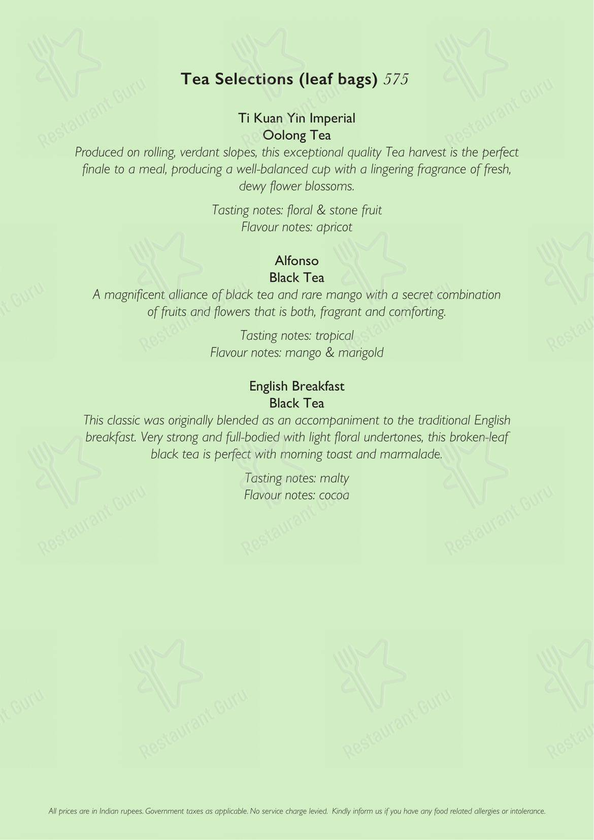 Roasted by Roseate - Menu