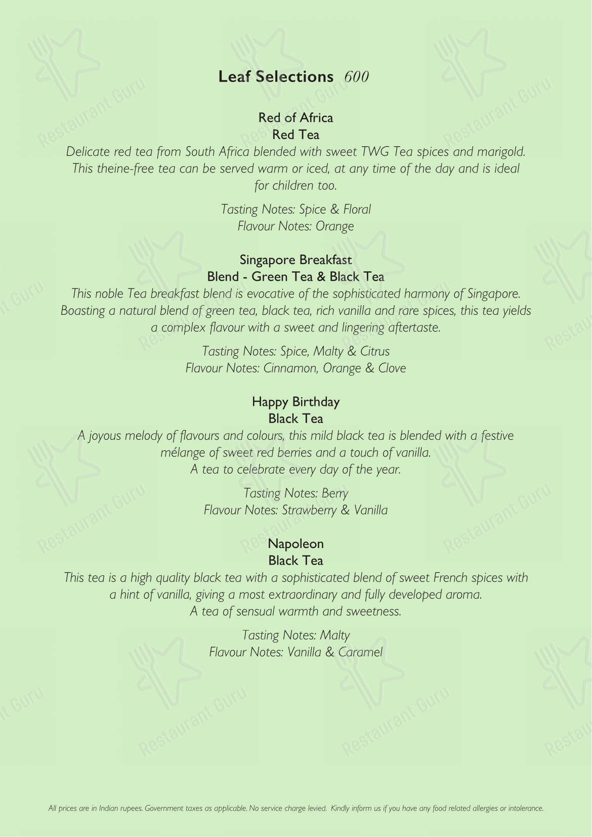 Roasted by Roseate in New Delhi - Menu