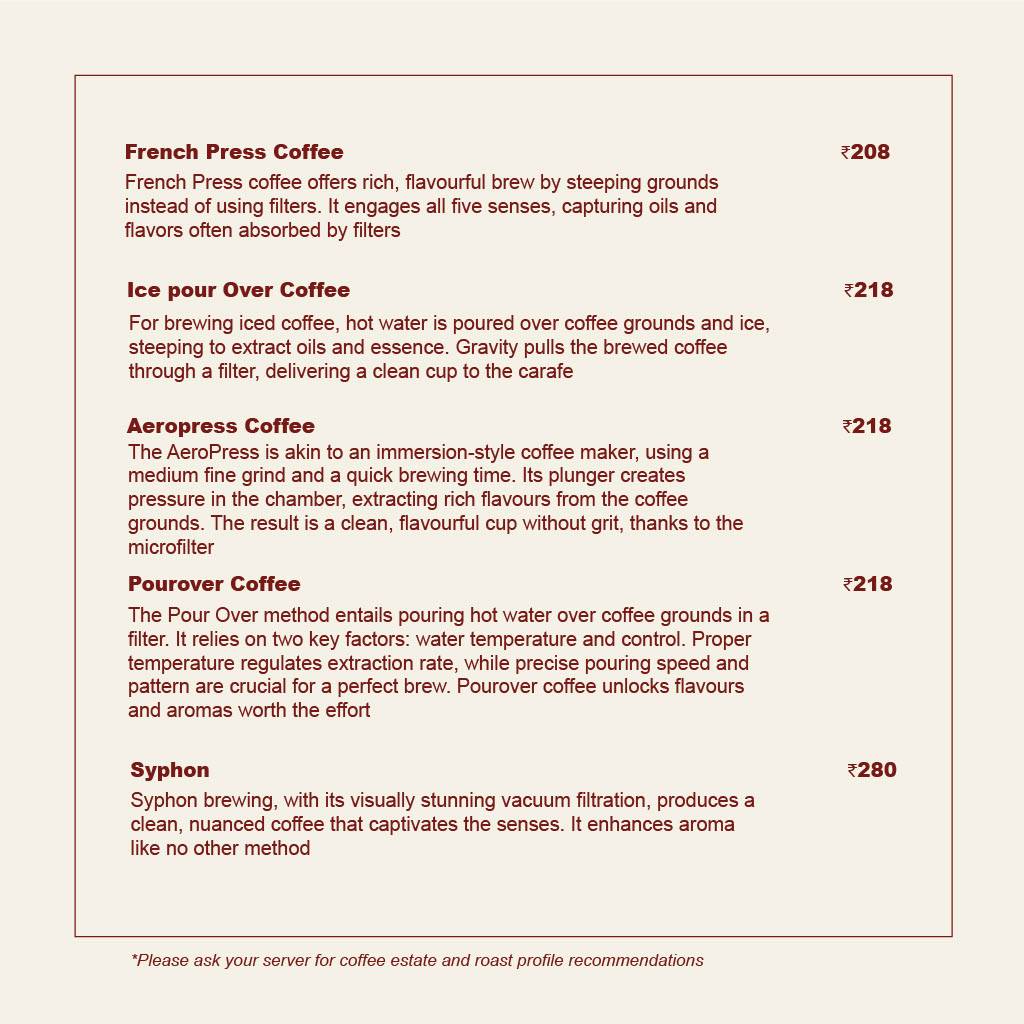 Roastery Coffee House Vaishali Nagar menu