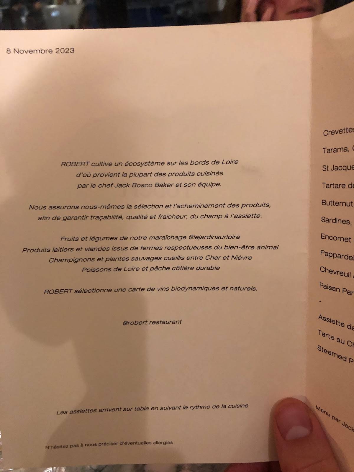 Menu de Robert