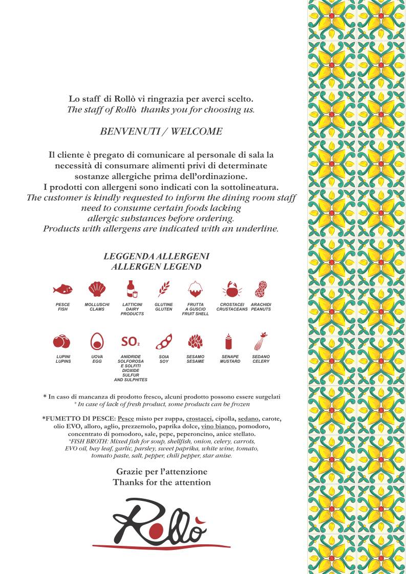 Menu di Rollo' Trattoria & Gastronomia Siciliana 