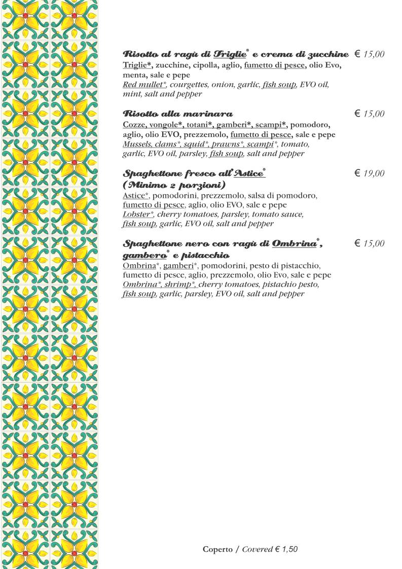 Menu di Rollo' Trattoria & Gastronomia Siciliana 