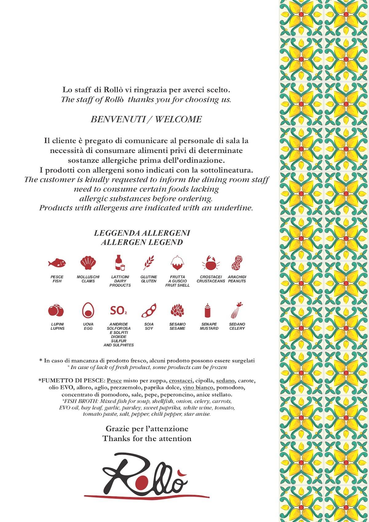 Menu di Rollo' Trattoria & Gastronomia Siciliana 