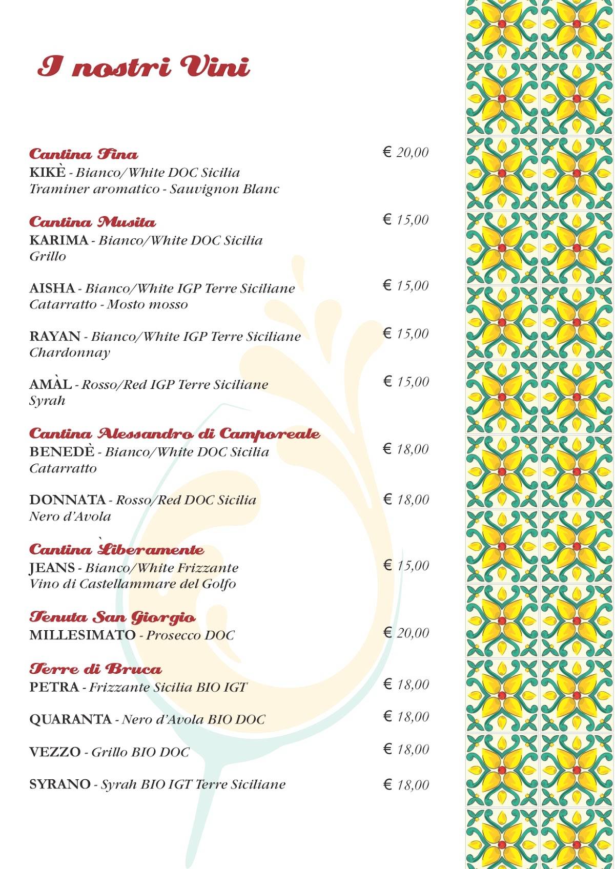 Menu di Rollo' Trattoria & Gastronomia Siciliana 