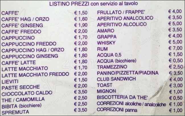 Menu di ROMAGNANI CAFFÈ 