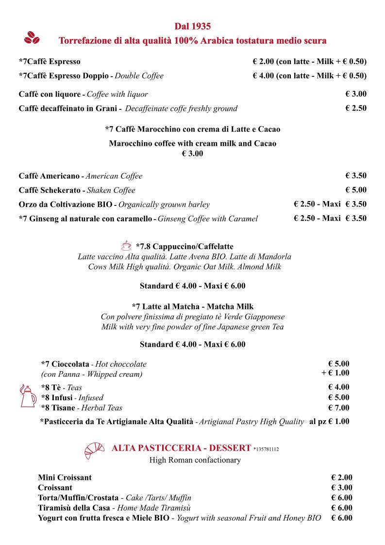 Menu di Caffè di Porta Castello 