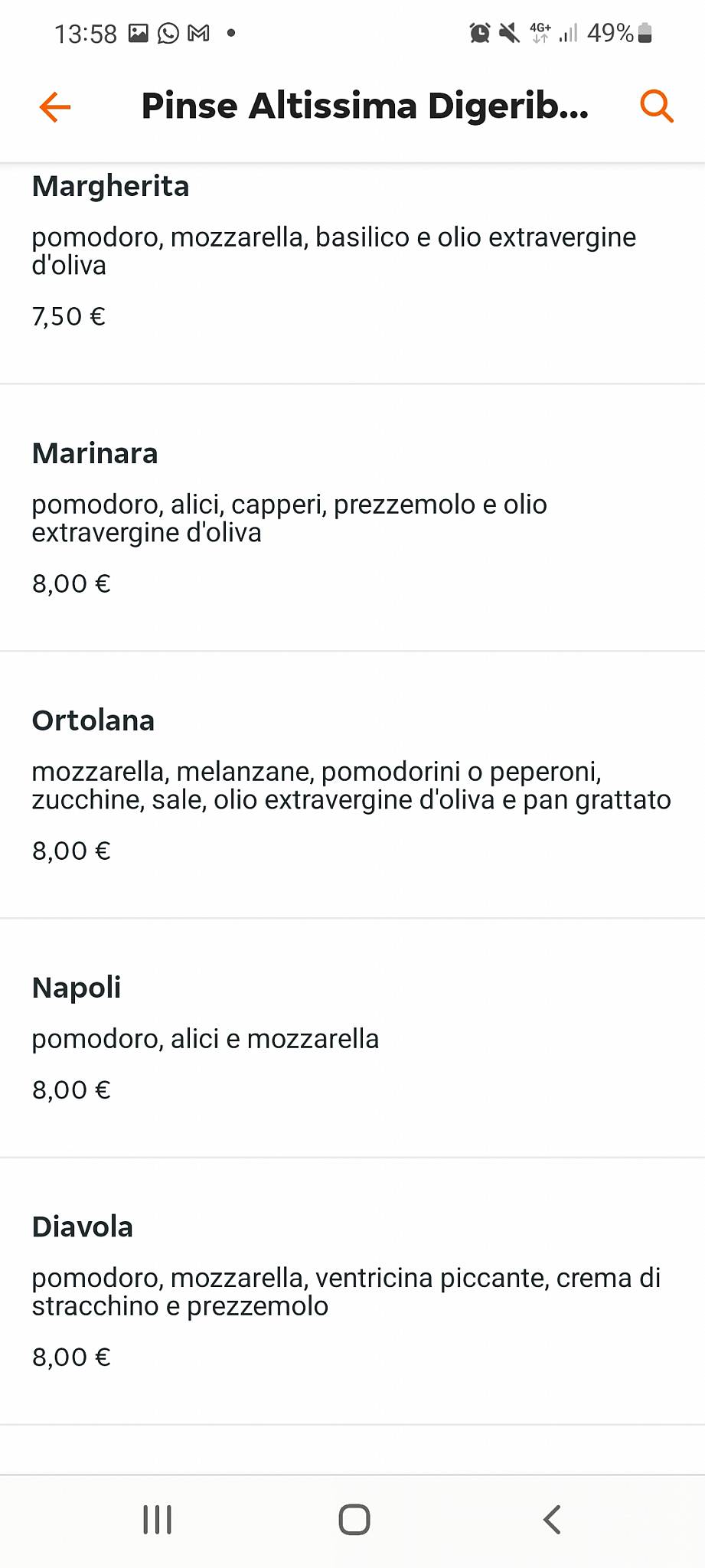 Menu di Cristian Bar 