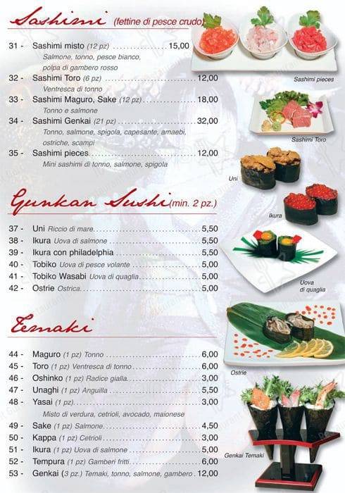 Menu di Genkai 2 Roma 