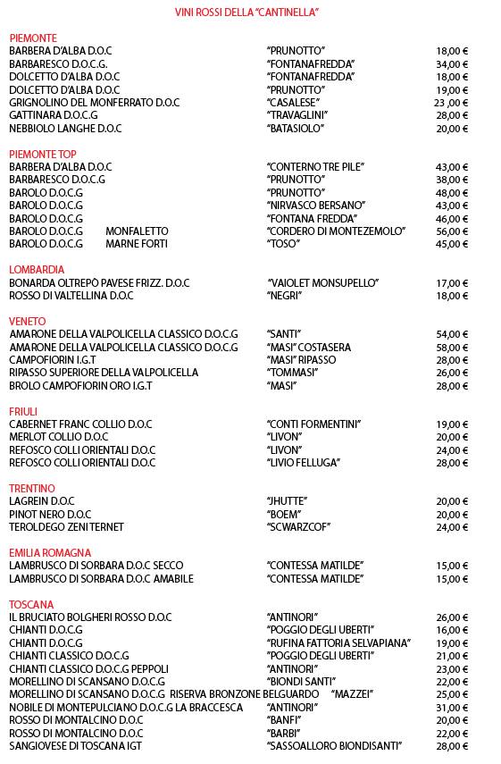 Menu di La Cantinella 