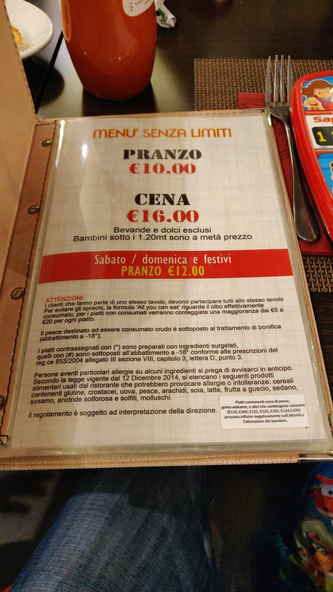 Menu di Ristorante Saien 