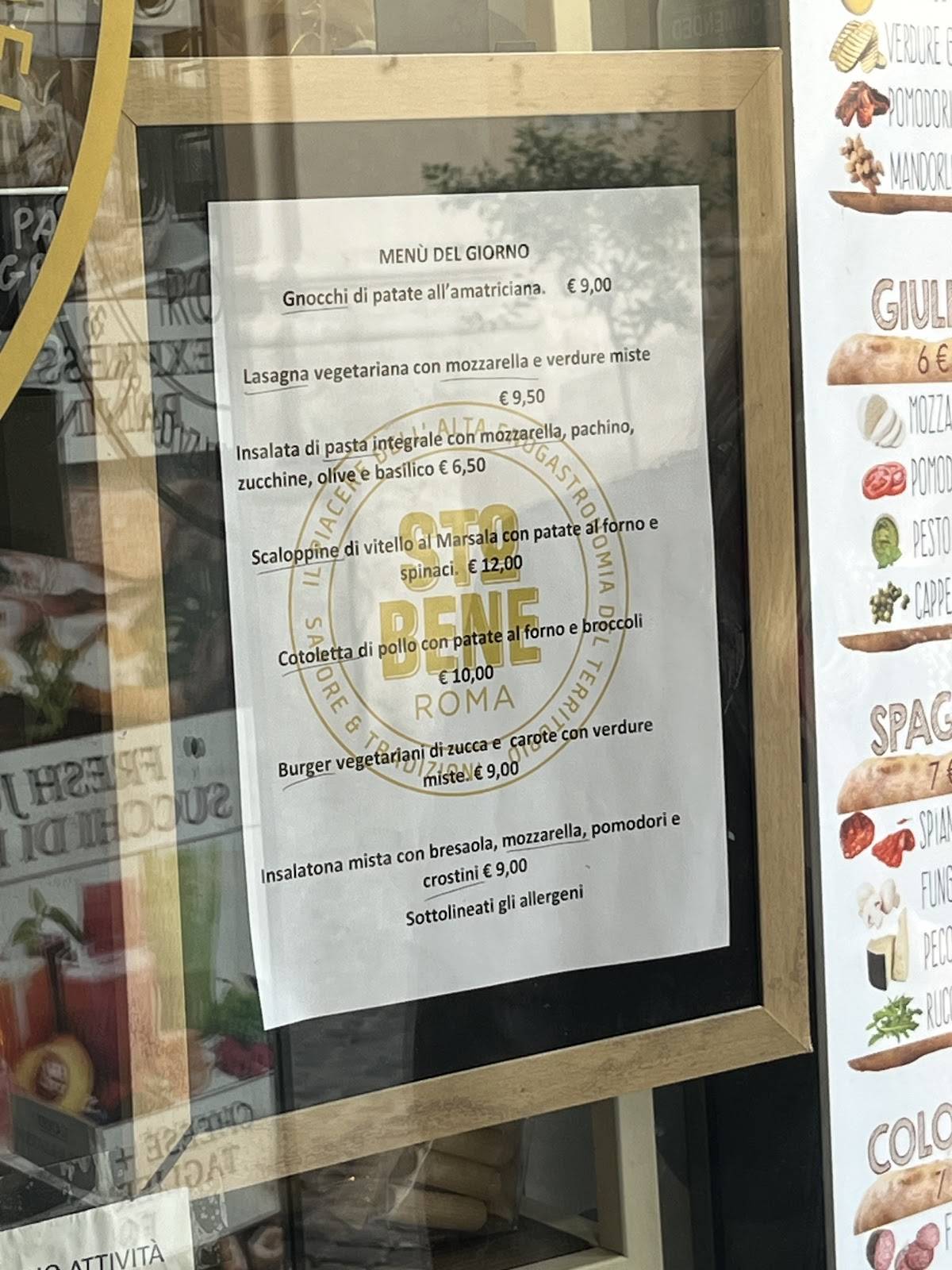 Menu di Sto Bene Roma 