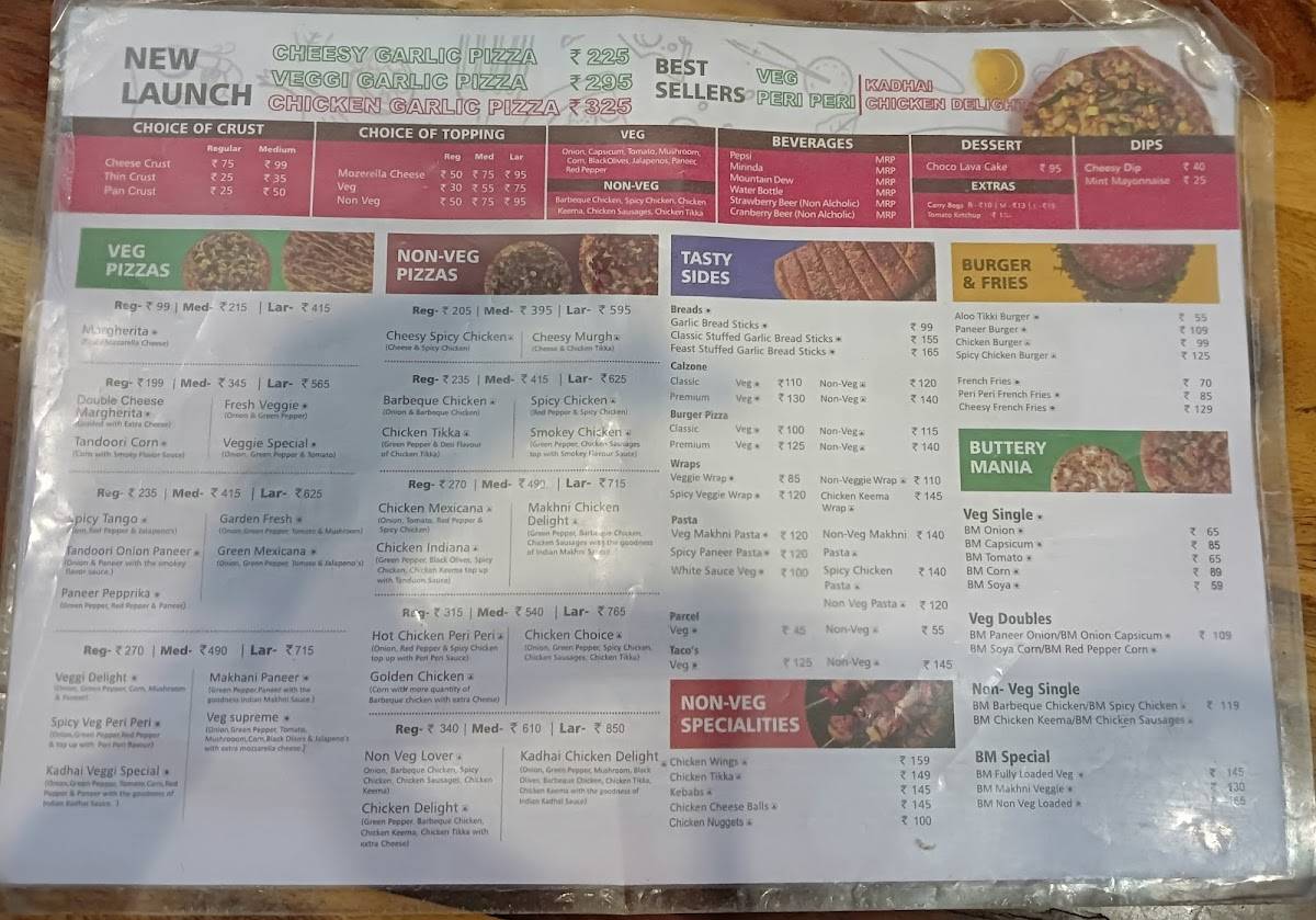 Rominus Pizza and Burger menu