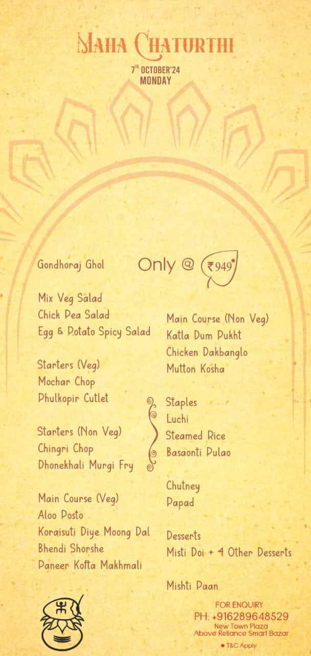 Roots of Calcutta menu