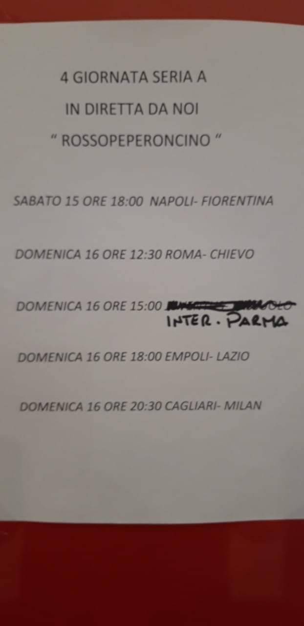 Menu di Rosso Peperoncino - Spinaceto 