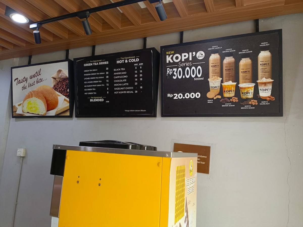 Carta del café Roti'O PCI, Cilegon