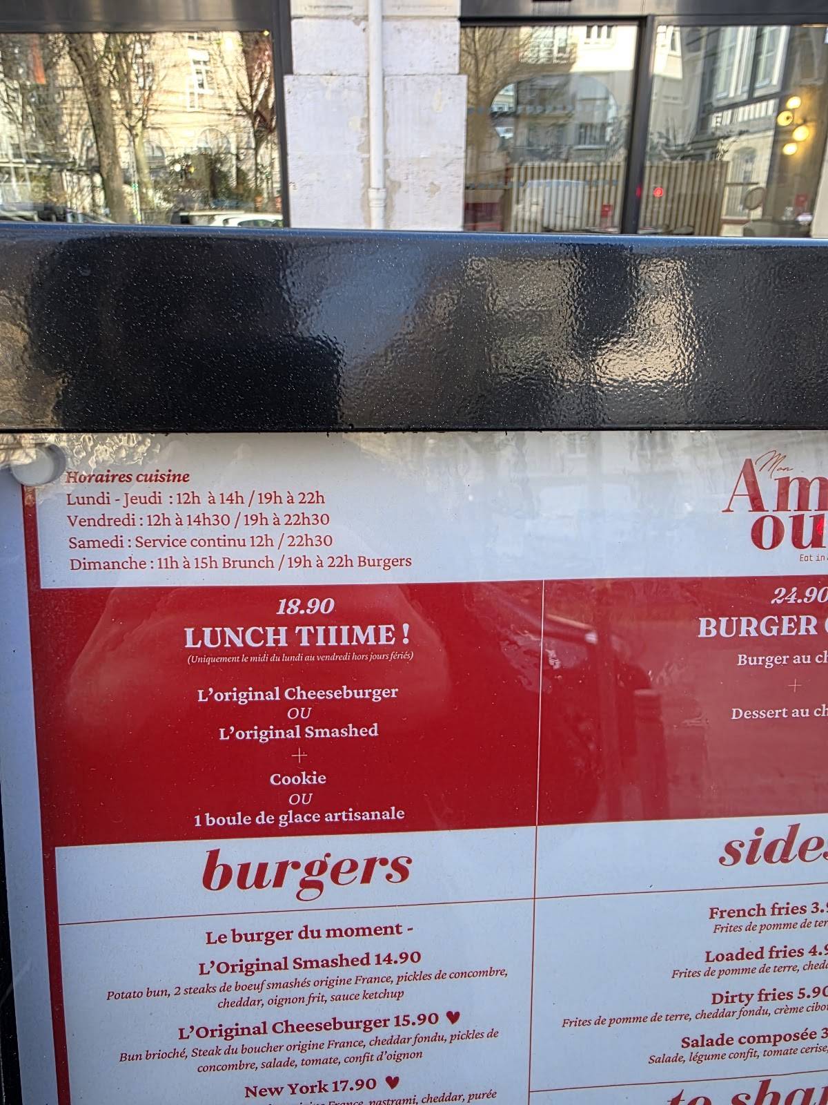 Menu de Mon Amour