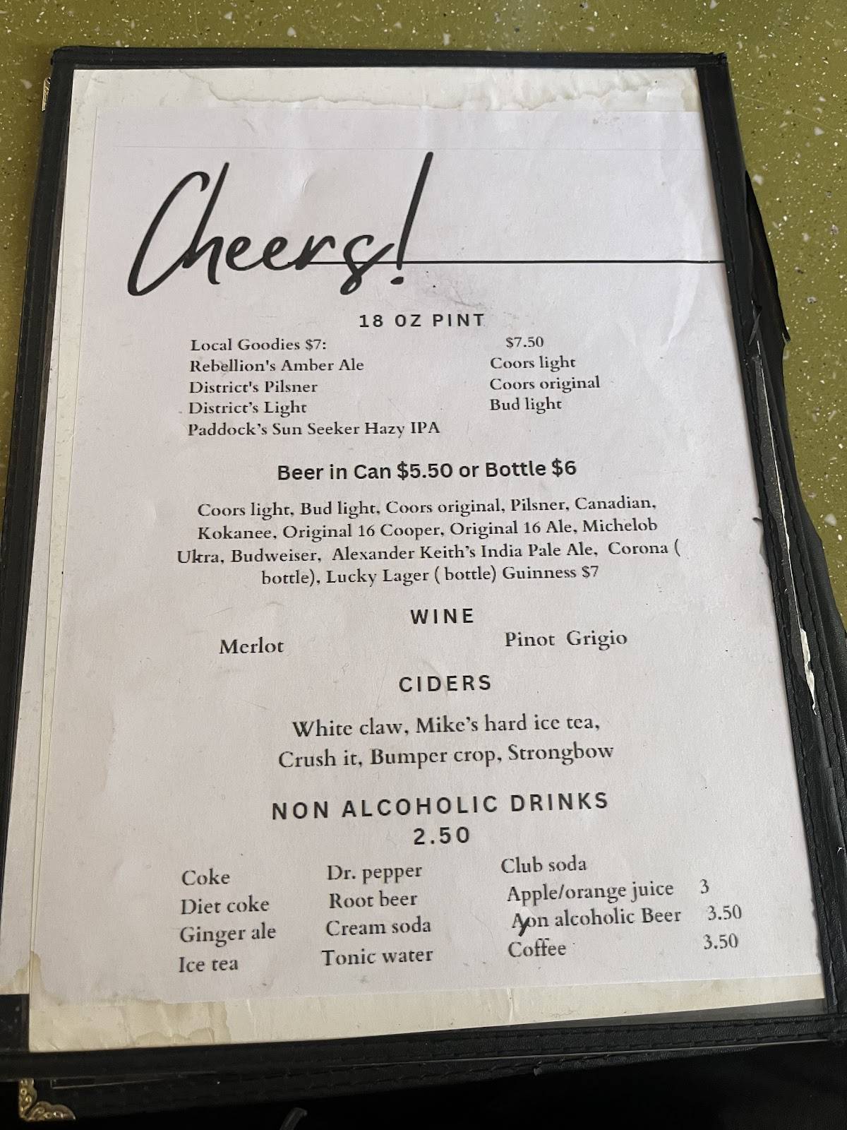 Menu de Rouleau Bar