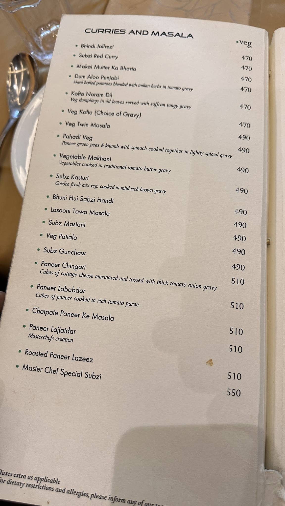 Royale Master Chef Finedine & Banquet menu