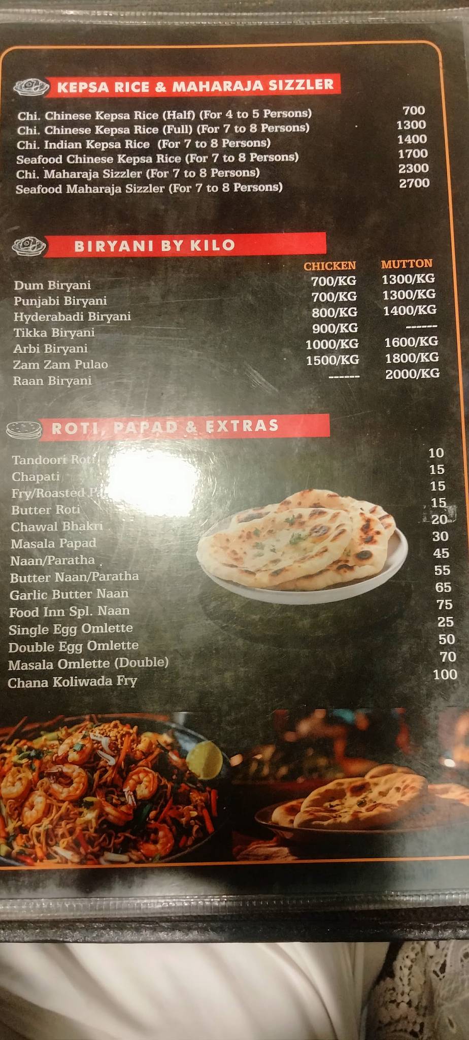 Rufi bhai’s Food Inn restaurant menu