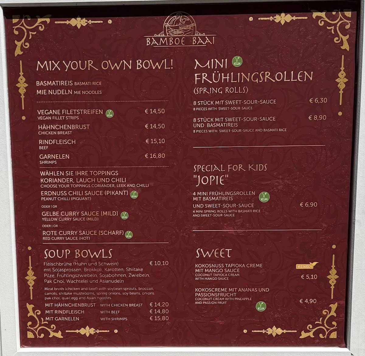 Menu de Bamboe Baai