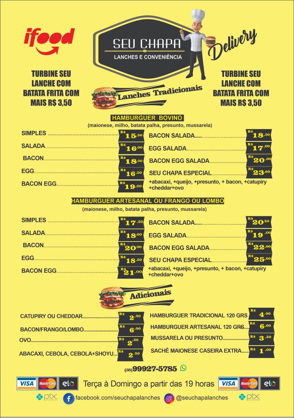 Seu Chapa Lanches e Conveniência Delivery cardápio