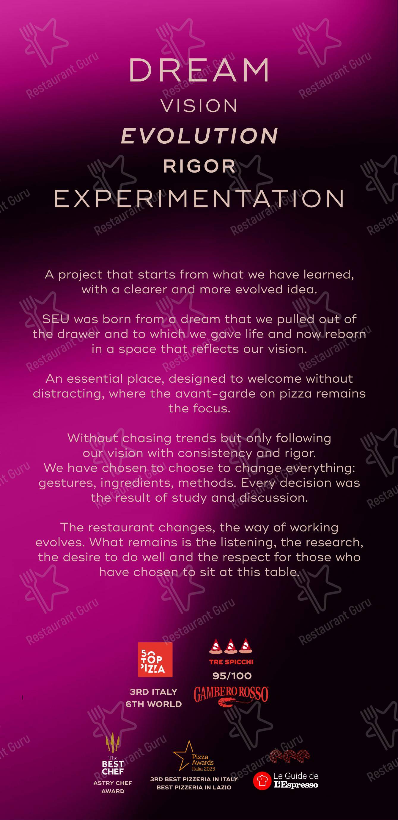 Menu per SEU Pizza pizzeria
