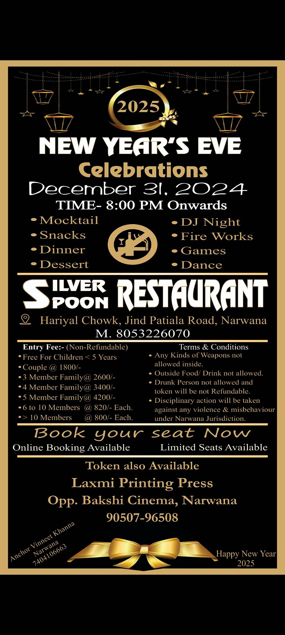 SILVER SPOON Multicuisine Family Restaurant and Banquet Hall menu