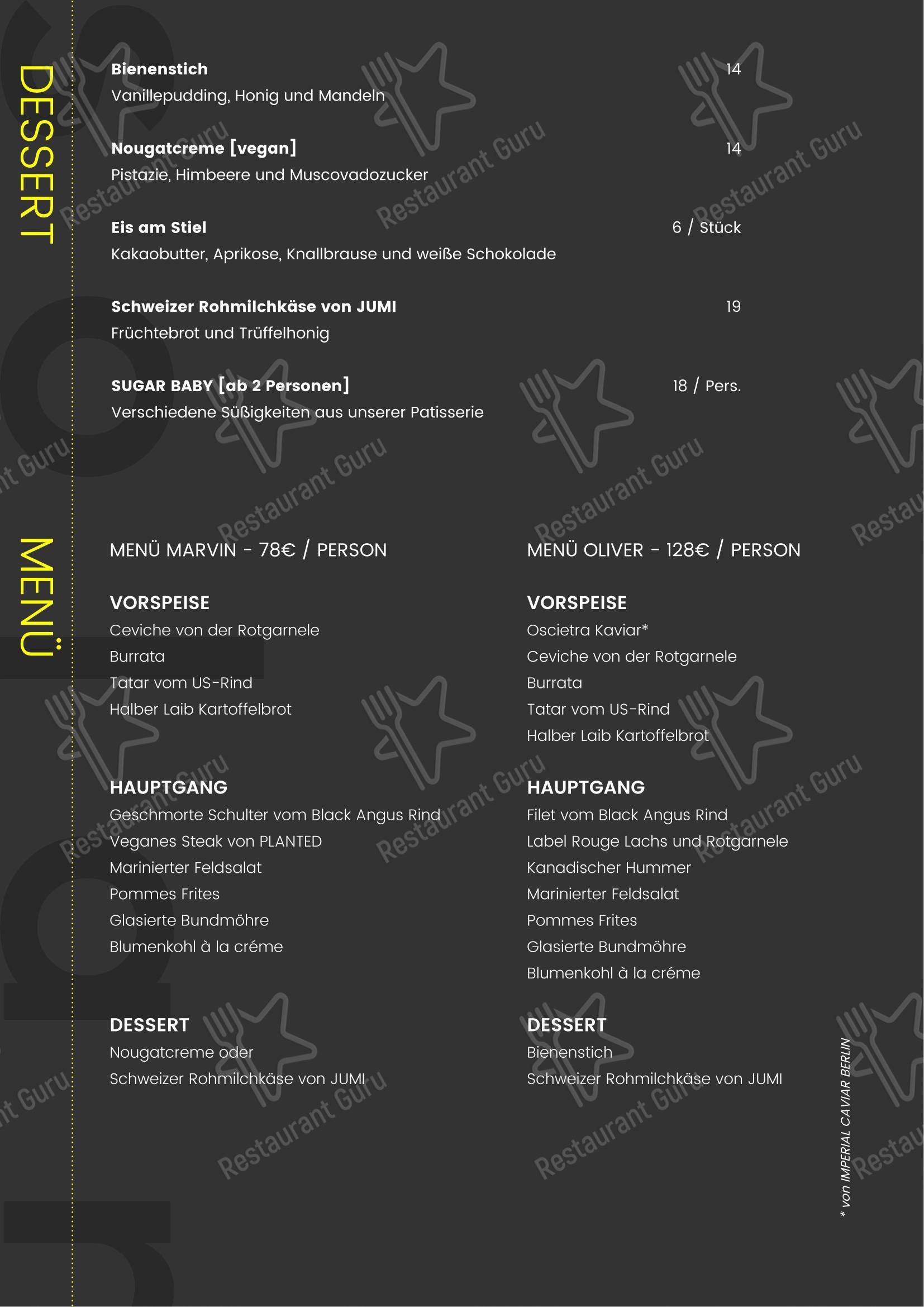 SOLAR Sky-Bar Restaurant Lounge dans Berlin - Menu