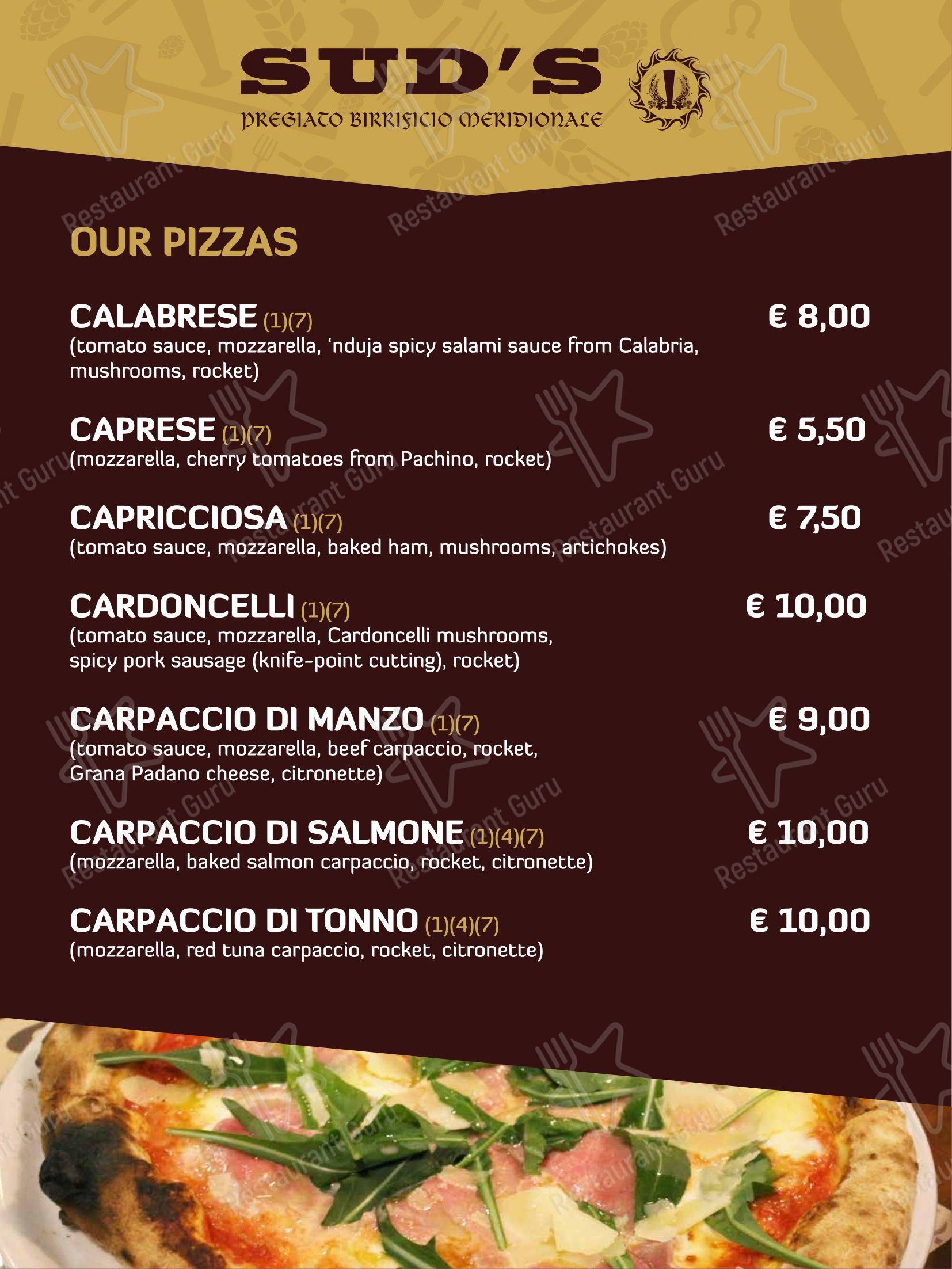 Menu di Sud's - 菜单